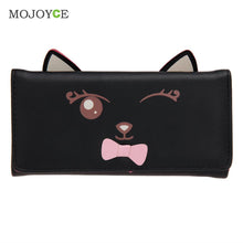 Cat Ears PU Women Leather Wallet Cartoon Cat Print ID Credit Card Holder Coin Purses Long Brand Designer Bifold Purse Bolsa ELY