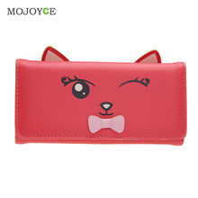 Cat Ears PU Women Leather Wallet Cartoon Cat Print ID Credit Card Holder Coin Purses Long Brand Designer Bifold Purse Bolsa ELY