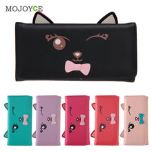 Cat Ears PU Women Leather Wallet Cartoon Cat Print ID Credit Card Holder Coin Purses Long Brand Designer Bifold Purse Bolsa ELY