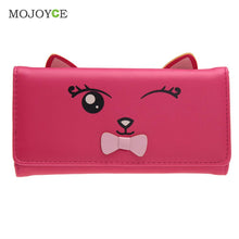 Cat Ears PU Women Leather Wallet Cartoon Cat Print ID Credit Card Holder Coin Purses Long Brand Designer Bifold Purse Bolsa ELY