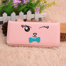 Cat Ears PU Women Leather Wallet Cartoon Cat Print ID Credit Card Holder Coin Purses Long Brand Designer Bifold Purse Bolsa ELY