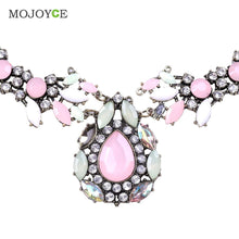 Charming Artificial Gems Lady Short Necklace Pink Crystal Pendant Jewelry Neck Decoration Chain Necklace ELY