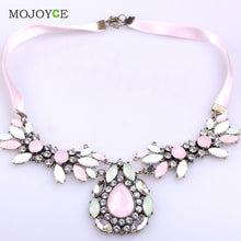 Charming Artificial Gems Lady Short Necklace Pink Crystal Pendant Jewelry Neck Decoration Chain Necklace ELY