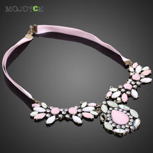 Charming Artificial Gems Lady Short Necklace Pink Crystal Pendant Jewelry Neck Decoration Chain Necklace ELY