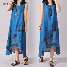 Chinese Style Long Dress Women Boho Loose Cotton Linen Sundress est Sleeveless Bohemian Dress 1STL ELY