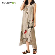Chinese Style Long Dress Women Boho Loose Cotton Linen Sundress est Sleeveless Bohemian Dress 1STL ELY