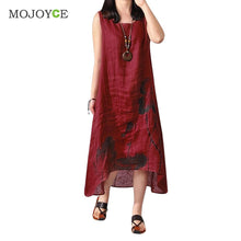Chinese Style Long Dress Women Boho Loose Cotton Linen Sundress est Sleeveless Bohemian Dress 1STL ELY