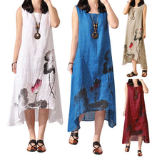 Chinese Style Long Dress Women Boho Loose Cotton Linen Sundress est Sleeveless Bohemian Dress 1STL ELY