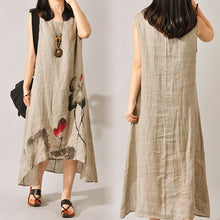 Chinese Style Long Dress Women Boho Loose Cotton Linen Sundress est Sleeveless Bohemian Dress 1STL ELY