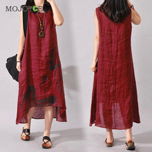 Chinese Style Long Dress Women Boho Loose Cotton Linen Sundress est Sleeveless Bohemian Dress 1STL ELY