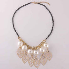 Collares vintage jewelry collar necklace collier leaf peal jewellry patek chain FASN 28 ELY