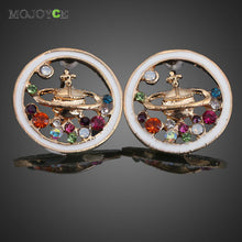 Colorful Crystal Rhinestone Saturn Planet Universe Ear Stud Earrings 1STL ELY