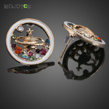 Colorful Crystal Rhinestone Saturn Planet Universe Ear Stud Earrings 1STL ELY