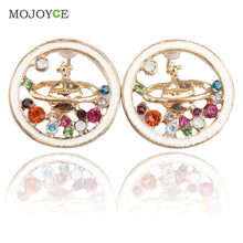 Colorful Crystal Rhinestone Saturn Planet Universe Ear Stud Earrings 1STL ELY