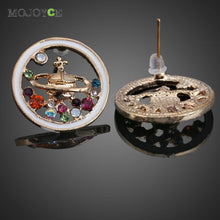 Colorful Crystal Rhinestone Saturn Planet Universe Ear Stud Earrings 1STL ELY