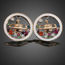 Colorful Crystal Rhinestone Saturn Planet Universe Ear Stud Earrings 1STL ELY