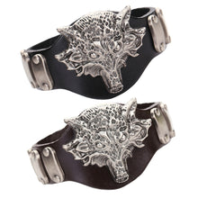Cool Men Women Punk Leather Bracelet Vintage Wolf Totem Leather Wristband Multilayer Handmade Charm Bracelet ELY