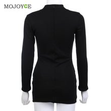 Cross Bandage Plunge Dress Vestidos V-Neck Punk Long Sleeve Mini Women Dress Bandage Dress Vestidos De Fiesta ELY