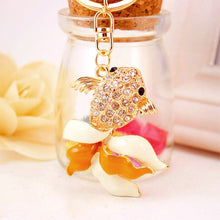 Crystal Rhinestone Keyring Charm Pendant Purse Bag Goldfish Key Ring Chain Keychain Pendant Key Chain Rings Women Jewelry ELY