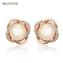 Crystal Stud Earrings For Woman Nickle Free Antiallergic 18K Gold Plated Earring ELY