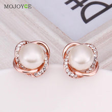 Crystal Stud Earrings For Woman Nickle Free Antiallergic 18K Gold Plated Earring ELY