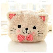 Cute Cartoon Cat Shape Soft Plush Cosmetic Makeup Bag Pouch with Pen Pencil Case Black Pink Clearance sale 1STL ELY