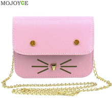 Cute Cat Women Leather Handbag Chain Women Messenger Bag Tote Small Cartoon Animal Cross Body Bags Tote Bolsas Feminina ELY