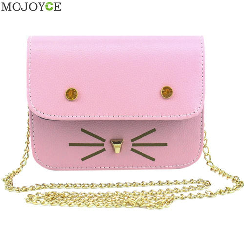 Cute Cat Women Leather Handbag Chain Women Messenger Bag Tote Small Cartoon Animal Cross Body Bags Tote Bolsas Feminina ELY