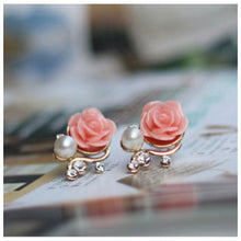 Cute Women's Girls Ladies White Pearl Rose Flower Ear Stud Earrings Stud Jewelry ELY
