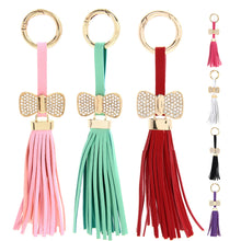 Decoration Jewelry PU Leather Tassel Bag Hanging Key Chains Zinc Alloy Gold Plated Key Ring Keychains For Car 1STL ELY
