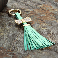 Decoration Jewelry PU Leather Tassel Bag Hanging Key Chains Zinc Alloy Gold Plated Key Ring Keychains For Car 1STL ELY