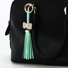 Decoration Jewelry PU Leather Tassel Bag Hanging Key Chains Zinc Alloy Gold Plated Key Ring Keychains For Car 1STL ELY
