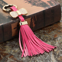 Decoration Jewelry PU Leather Tassel Bag Hanging Key Chains Zinc Alloy Gold Plated Key Ring Keychains For Car 1STL ELY