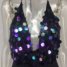 Deep V-neck backless Short Rompers Sequins Jumpsuit Outfit Women Bling Bling Shiny Nightclub Wear Sequins bodysuit Playsuits ELY