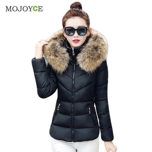 Down Cotton Parka Short Coat Faux fur Collar Hooded Quilted Women Jacket Slim Short Down Jacket Plus Size Down Coat ELY