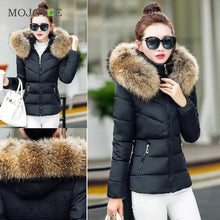 Down Cotton Parka Short Coat Faux fur Collar Hooded Quilted Women Jacket Slim Short Down Jacket Plus Size Down Coat ELY