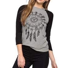 Dreamcatcher Printed Women T-shirt Hooded Patchwork Round Neck Long Sleeve Hipster Clothing ELY