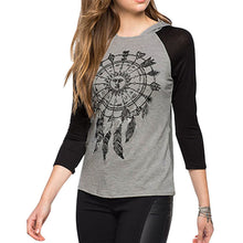 Dreamcatcher Printed Women T-shirt Hooded Patchwork Round Neck Long Sleeve Hipster Clothing ELY