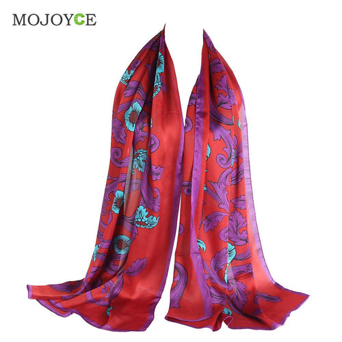 Elegant Slik Women Scarf Rectangle Floral Women Scarves Long Tippet Top Flower Printed Scarves ELY