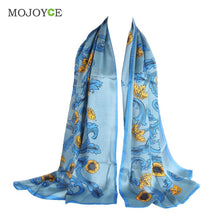 Elegant Slik Women Scarf Rectangle Floral Women Scarves Long Tippet Top Flower Printed Scarves ELY