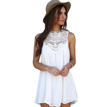 Elegant White Chiffon Dress Women Casual Sleeveless Evening Party Beach Dress Short Mini Dress 1STL ELY