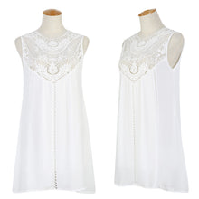 Elegant White Chiffon Dress Women Casual Sleeveless Evening Party Beach Dress Short Mini Dress 1STL ELY