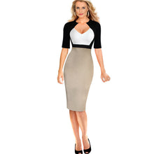 Elegant Woman V Neck High Waist Slimming Cotton Tunic Office Pencil Dress 1STL ELY