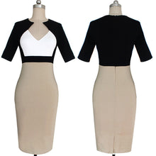 Elegant Woman V Neck High Waist Slimming Cotton Tunic Office Pencil Dress 1STL ELY