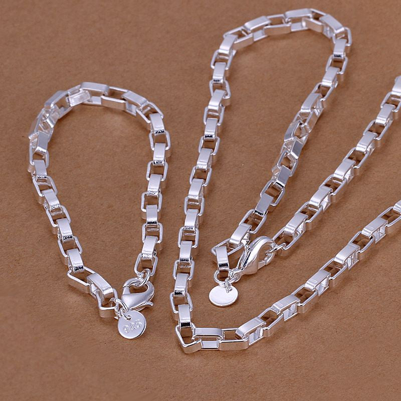 silver plated jewelry sets necklace bracelet bangle earring ring SMTS126 ELY