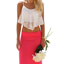 False 2 Pieces Women Solid Lace Crochet Floral Crop Tops Irregular Bralette Bralet White Mini Vest Tank Tops Cropped Feminino ELY