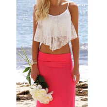 False 2 Pieces Women Solid Lace Crochet Floral Crop Tops Irregular Bralette Bralet White Mini Vest Tank Tops Cropped Feminino ELY