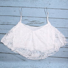 False 2 Pieces Women Solid Lace Crochet Floral Crop Tops Irregular Bralette Bralet White Mini Vest Tank Tops Cropped Feminino ELY