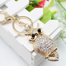 Famous Brand Rhinestone Owl Women Keychain Bag Pendant Chic Crystal Car Key Chain Ring Holder Jewelry ELY