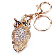 Famous Brand Rhinestone Owl Women Keychain Bag Pendant Chic Crystal Car Key Chain Ring Holder Jewelry ELY